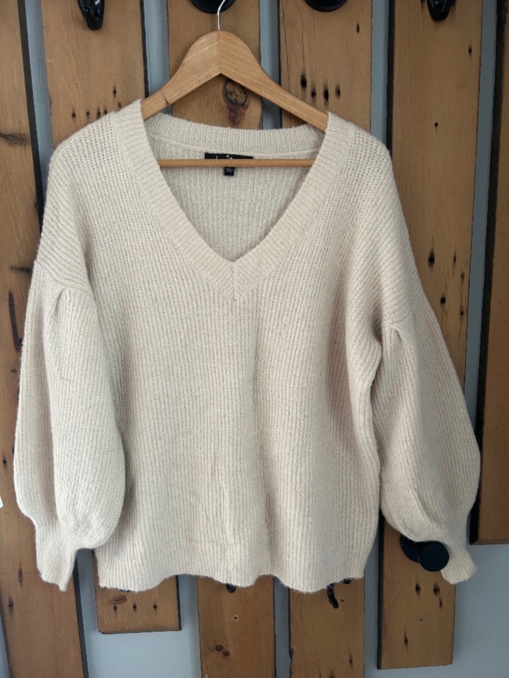 Light Pink Balloon Sleeve Knit Sweater